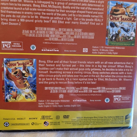 🌴3/$15🌴 Open Season 1 2 3 Triple Feature DVD - NEW!! - Picture 5 of 6